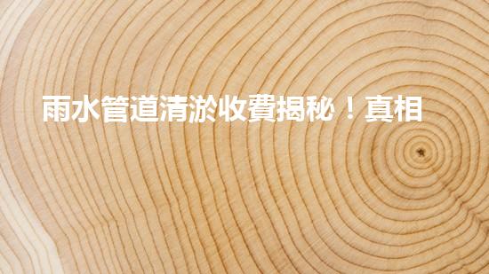 雨水管道清淤收費揭秘！真相究竟是什么？